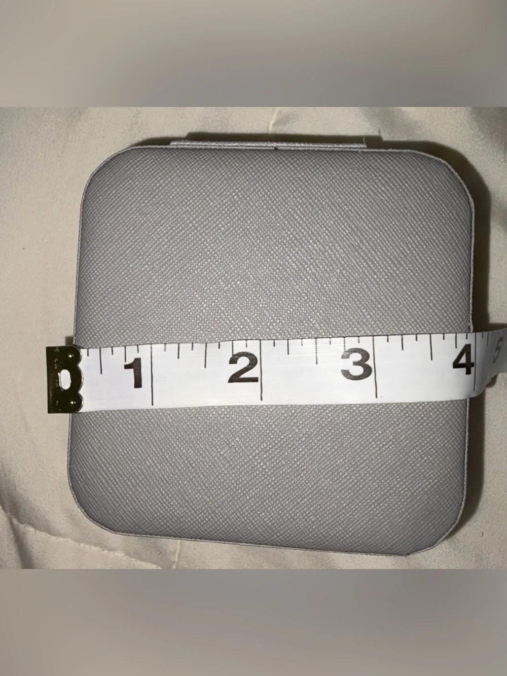 Compact gray Jewelry Organizer Case with Ring Rolls and Compartments